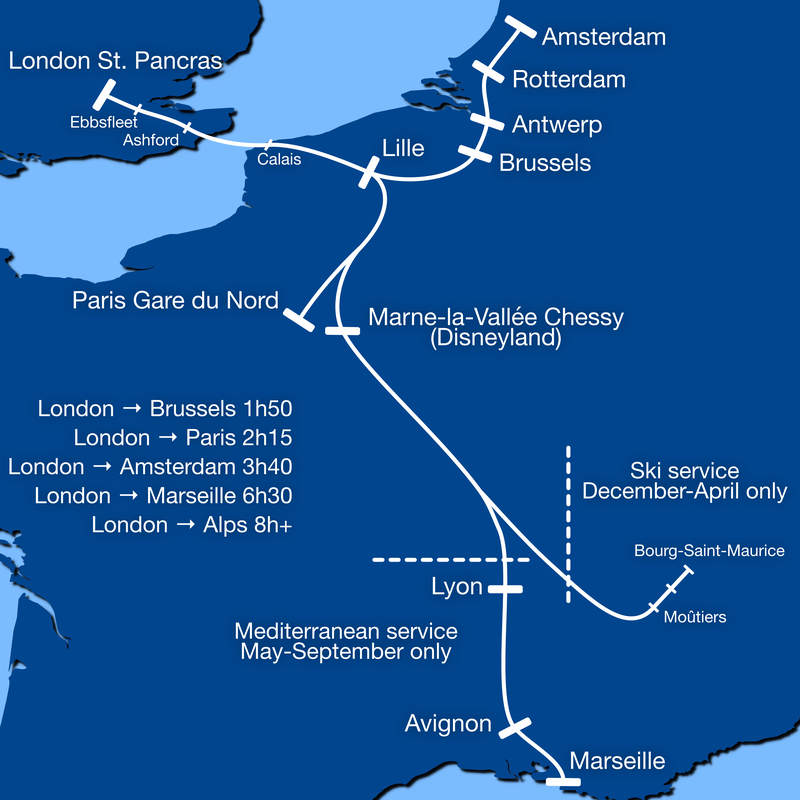 Eurostar route map 2018
