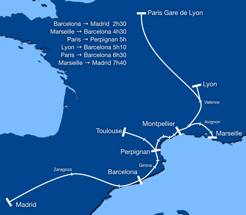 Renfe-SNCF route map 2018