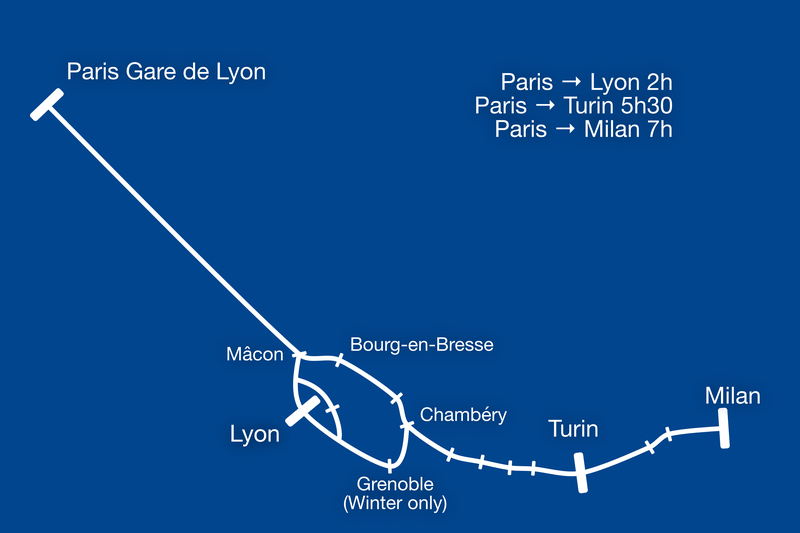 SNCF-Italy route map